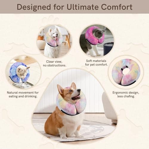 Sychien Inflatable Dog Collar, Potective Recovery E Collar for Dogs and Cats, Soft Pet Cone Collar for Small Medium Large Dogs and Cats - Thumbnail 2