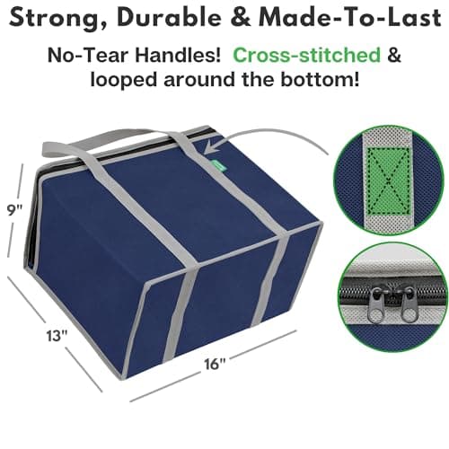 XL Insulated Grocery Bags (2-Pack) - Heavy Duty Reusable Cooler Bags (Blue) - Thumbnail 5