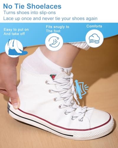 Neo-wows Elastic Shoe Laces, 2 Pairs No Tie Stretch Shoelaces for Sneakers, Slip On Laces for Kids & Adults - Thumbnail 2