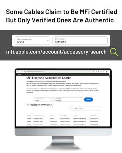 Omnibar USB C to Lightning Cable (6FT, Woven), MFi Certified iPhone Charger Cord, Nylon Braided Zinc Alloy Type C to Lightning Cable for Apple iPhone 14 13 12 11 X XR XS Pro, Pro Max, Plus, iPad - Thumbnail 5