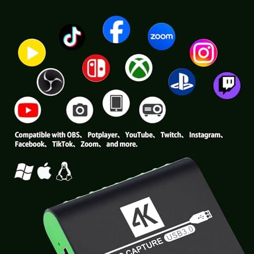 SUDTREEV HDMI Capture Card for Nintendo Switch 2, 1080P 60FPS, Green - Thumbnail 3