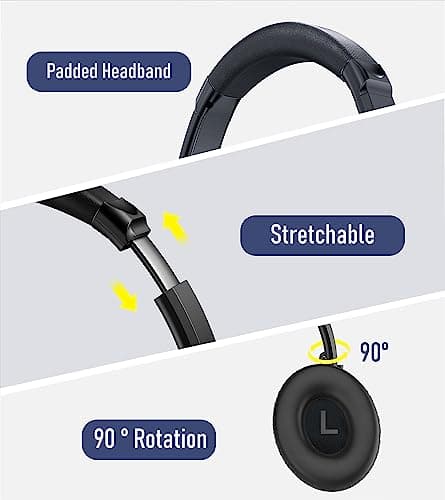 EAORUL Wireless Headphones Bluetooth, Bluetooth Headphones, 70H Playtime Headphone Wireless Bluetooth 5.1 with with Mic & 3EQ Modes, Over Ear Headphones HiFi Stereo for Home Traver Work(NO ANC) - Thumbnail 6