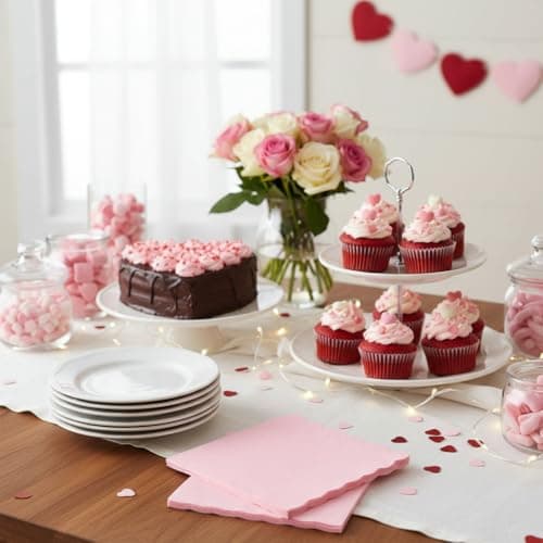 NatNarr 120 Pcs Cocktail Napkins Pink Mothers Day Paper Napkins Light Pink Dessert Beverage Napkin Cute Scalloped Party Napkin for Baby Bridal Shower, Birthday, 5 x 5 Inch - Thumbnail 4