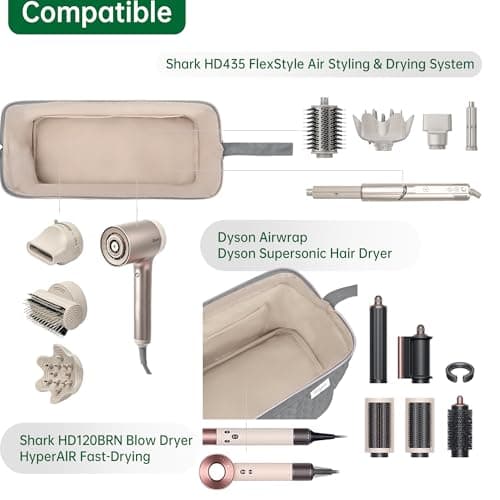 KarSyon Shark Flex Style Case for Dyson Airwrap Hair Dryer Brush Revlon Hair Tools Travel Bag Carrying Case Flat Curling Iron Organizer (Grey) - Thumbnail 4