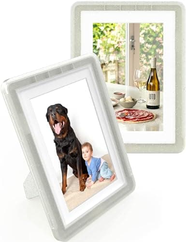 vilkok 5x7 Picture Frame,2 Pack, Fits 5x7 Photo or 4x6 with Mat, Acrylic Front & Durable ABS Frame, Shatterproof UV-Resistant Tabletop Display, Vertical/Horizontal Home Décor Frame, Double Colors - Image 1