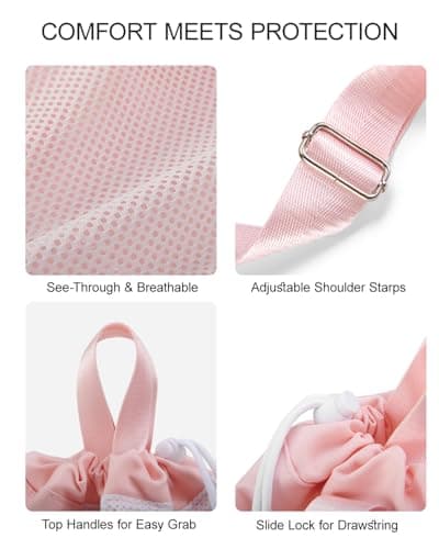 BAVELOE Swim Bag with Wet Pocket, Mesh Drawstring Backpack for Beach, Swimming, Snorkeling, Pool, Gym for Women Men(Pink) - Thumbnail 4