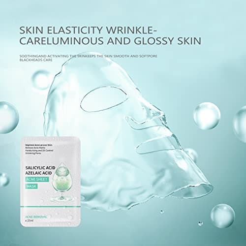 YAFUSIPE Facial Mask Anti Acne Face Masks Skin Care, Sheet Masks With Salicylic Acid Sheet For Acne Prone Hydrating Moisturizing Skincare for Scar Breakouts Pimple Beauty Oil Control Redness 10 Sheets - Thumbnail 5
