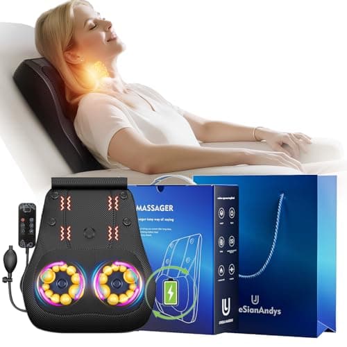 Back Massager with Heat, 4D Kneading Electric Massager for Neck Back Shoulder Leg Pain Relief, Cordless Portable Rechargeable for Home Office Car Use on Couch Bed, Valentine‘s Day Gift for Men Women - Image 1