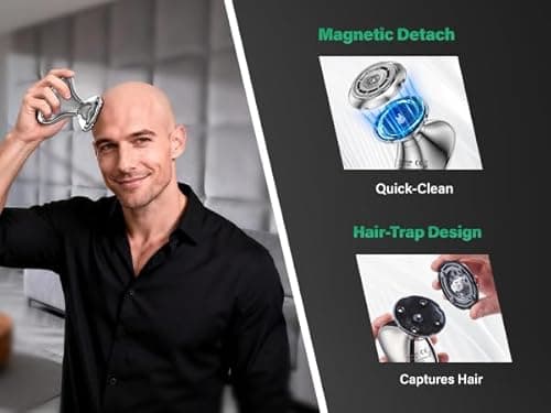Head Shavers for Bald Men - Cordless Rechargeable Electric Shavers for Men, Dry Wet Bald Head Shavers with LED Display Rechargeable Shaving Grooming - Thumbnail 4