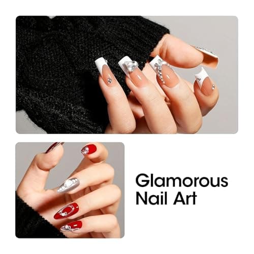 Woobena 2Pcs 3D Gel Nail Art,15ml Sculpting Gel Molding for Nails 3 in 1 Clear Rhinestone Nail Art Glue DIY Home and Nail Salon Christmas for Women - Thumbnail 5