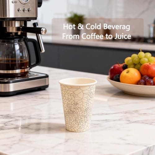SOPARO 16 oz Disposable Paper Coffee Cups Bulk, 500 Count, Commercial Grade, Leak Resistant Hot Cups for Coffee Shops & Restaurants (500, stock pattern, 16OZ) - Thumbnail 5