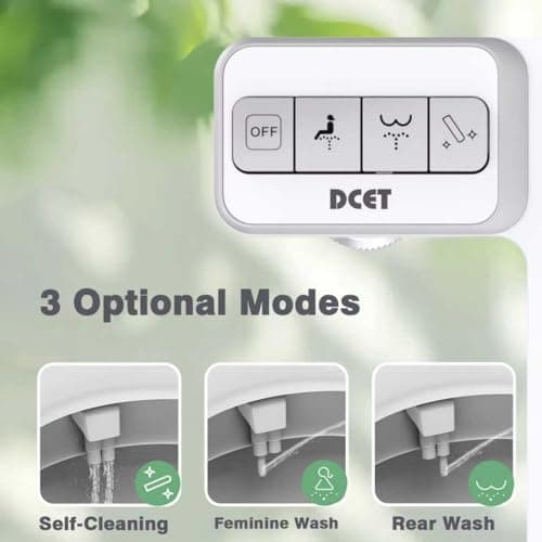 DCET Bidet Attachment, 0.23" Ultra-Slim No Gap Design, Non-Electric Self-Cleaning Bidet with Dual Nozzles (Rear & Feminine Wash), Adjustable Pressure, Tool-Free Installation - Thumbnail 2