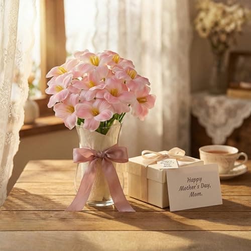 Florielle 12pcs 16" Fully Bloomed Tulip Artificial Flowers Bouquet Fake Faux Flowers for Spring Summer Home Table Centerpieces Decor Party Wedding Mother's Day Easter Gifts Decorations (Pink) - Thumbnail 4