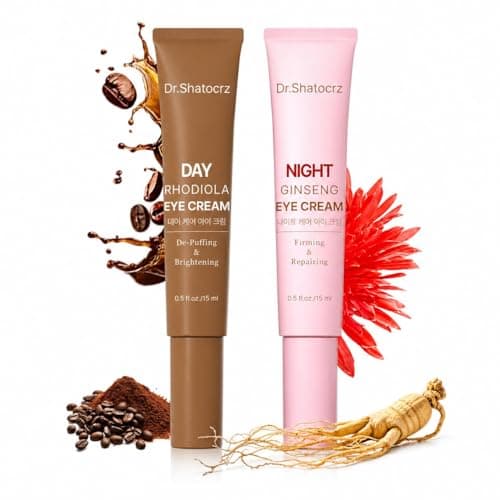 Dr. Shatocrz Day & Night Eye Cream Set - Anti Aging Retinol Cream for Dark Circles and Puffiness, Brightening & Tightening Eye Treatment for Fine Lines, Eye Bags & Smoothing Wrinkles, 2 Pieces