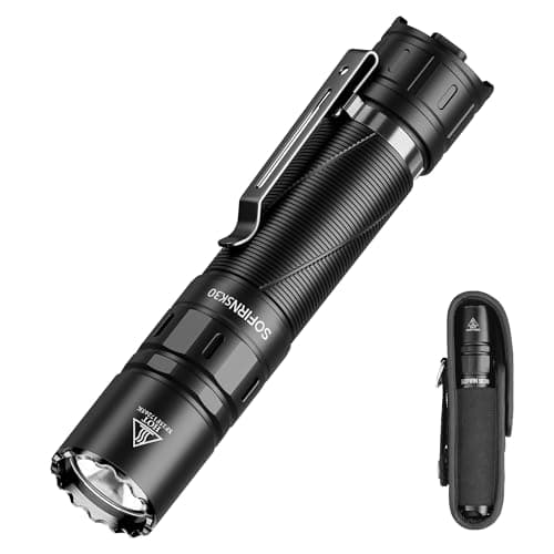 Sofirn SK30 Tactical Flashlight Rechargeable, 3000 High Lumens Pocket Flashlight with Holster, Dual Tail Switches 6 Modes IPX8 Waterproof LED Flashlight for Emergency, Work, Outdoor & EDC