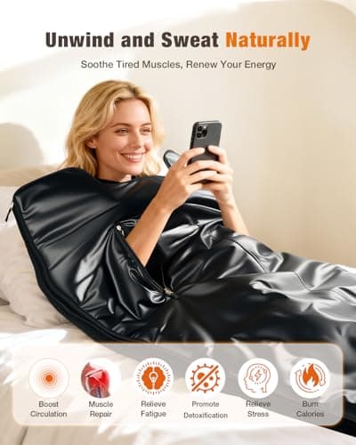 Infrared Sauna Blanket for Home, Gentle Deep Heat for Relaxation & Recovery, Portable Wellness Wrap for Full Body, Self Care Gifts for Women, Machine Washable PU Leather, 85–158°F & Timer, 6 x 2.6 FT - Thumbnail 3