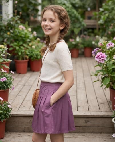 Addneo Girls School Uniform Skirts Purple Tennis Skirt with Shorts Size 14 - Thumbnail 6