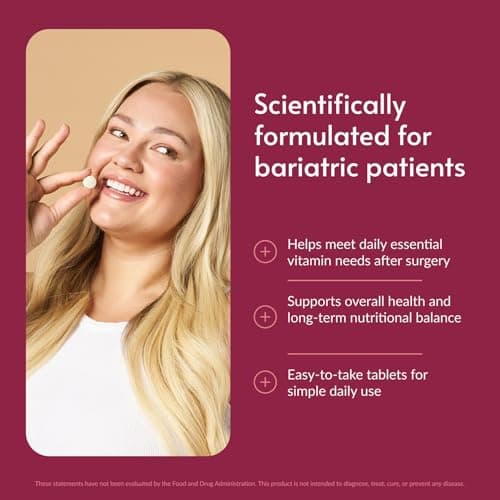 Bariatric Advantage Essential Multivitamin Without Iron - 200 DV of Key Nutrients - Trace Mineral Support - Multivitamins for Bariatric Patients - Berry - 180 Tablets - Thumbnail 2