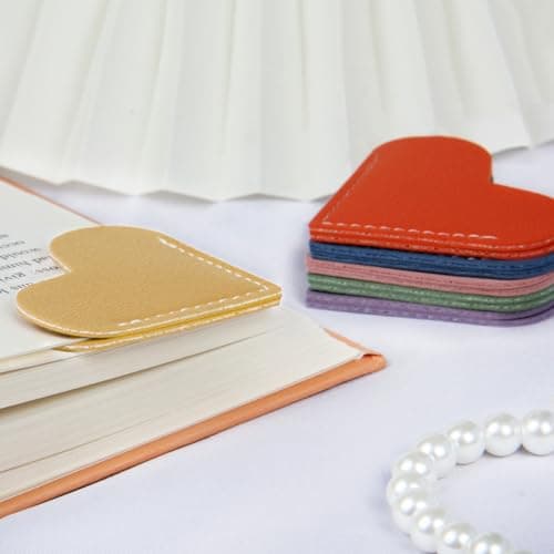 Leather Heart Bookmarks - Kinsound 6 Pieces Cute Corner Page Book Marks for Teachers Students Book Reading Lovers, for School Office Home Supplies (Heart（6pcs）) - Thumbnail 5