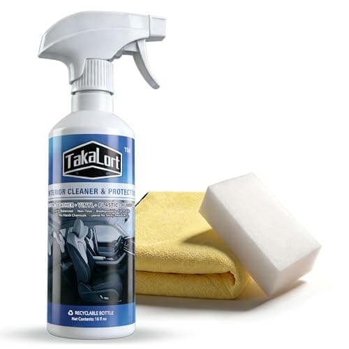 TAKALORT Car Interior Cleaner & Protectant, 16 Fl Oz Interior Detailer Spray – Cleans & Helps Protect Dashboard, Leather, Vinyl & Plastic, Includes Towel & Cleaning Sponge (Pack of 1) - Image 1