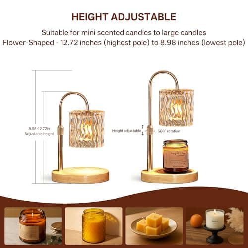 Homelist Candle Warmer Lamp with Timer, Height Adjustable Candle Lamp, Home Decor, Wax Melt Warmer for Birthday Chrismas Holiday Gifts for Mom, Women, Sister - Thumbnail 5