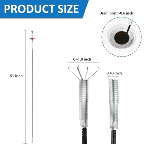 SHUCHUANG Drain Snake,61 inch Flexible Grabber Claw Pick Up Reacher Tool,Drain Clog Remover - Gutter Cleaning Tools for Home Sink, Bathroom Tub,Drain, Toilet, Tight Spaces - Thumbnail 2