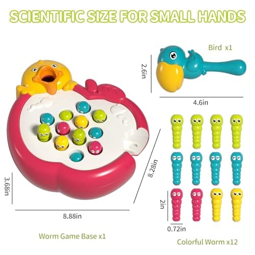 PANITU Magnetic Bird Feeding Game Woodpecker Worm Toy Montessori Fine Motor Skills Toddler Toy Age 2-4 Sensory Toys for Toddlers 3-5 Educational Learning Toys 2 Year Old Boy and Girl Gifts - Thumbnail 6