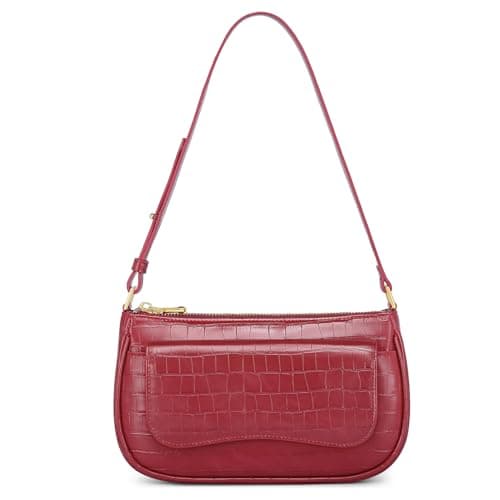 Peacocktion Shoulder Bag for Women Trendy Small Vegan Leather Crossbody Purses Handbags Red - Image 1