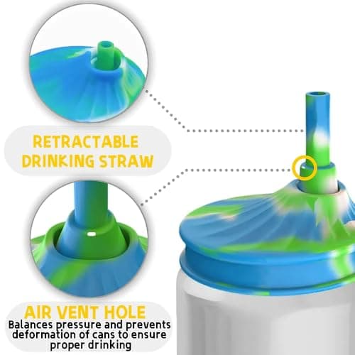 6 Pack Soda Can Lids with Straw,Silicone Soda Can Covers,Pop Can Cover,BPA-Free,Reusable Can Covers for soda,Coke,Beer,Juice,Beverage,Fits Standard Cans - Thumbnail 3