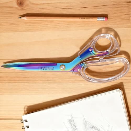 scissors all purpose scissors for office, 9 Inch Titanium Coated Blades and Ergonomic, Clear Sscissors for Office Desk, Modern Design for Craft, Sewing, fabric,Office/Multicolored - Thumbnail 6