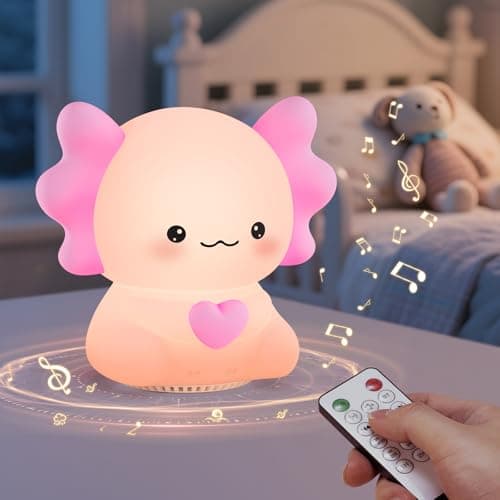 ICARER FAMILY Axolotl White Noise Machine for Baby Sleep - Portable Night Light Sound Soother with 20 Sleep Sounds, Wireless Speaker, Color Changing LED Lamp & Remote - Gift for Mother, Nursery