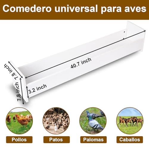 40.7" Large Capacity Wooden Chicken Feeder Trough - Weather-Resistant Outdoor Poultry Feeder, Easy-Clean & No-Waste Design for Backyard Chickens & Ducks - Thumbnail 2