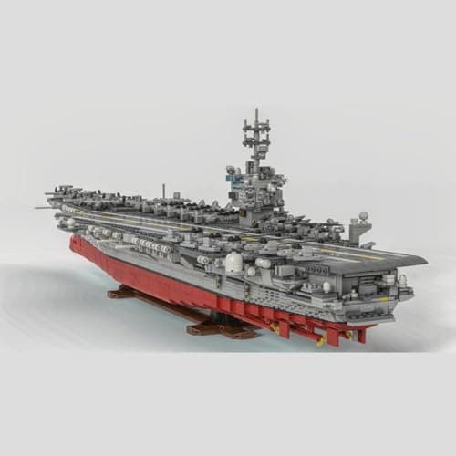 Xbrtmbuild USS Enterprise CVN-65 Aircraft Carrier Building Blocks, 1:350 Nuclear-Powered Battleship Military Bricks with 28 Aircraft, Display Stand, Collector Edition for Adults Gift - 4941 Piece - Thumbnail 6