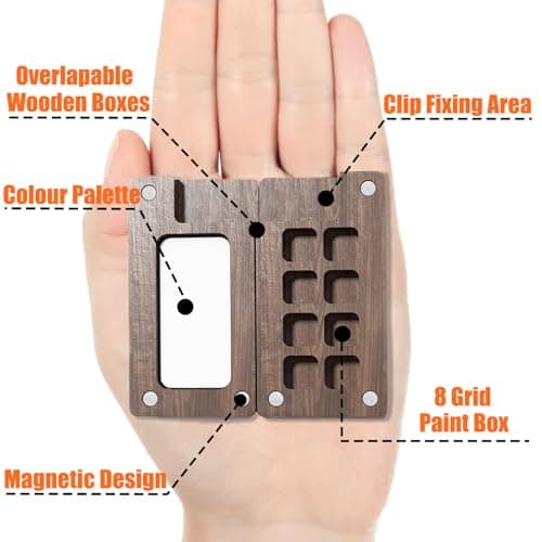 orbixa Mini Watercolor Palette Paint Set Travel Size - 12 Color Paint with 8-Wooden Grid Palette,Mini Sketchbook & Brushes | Portable Artist Supplies Kit for Students, Beginners, Outdoors Use (gray) - Thumbnail 3