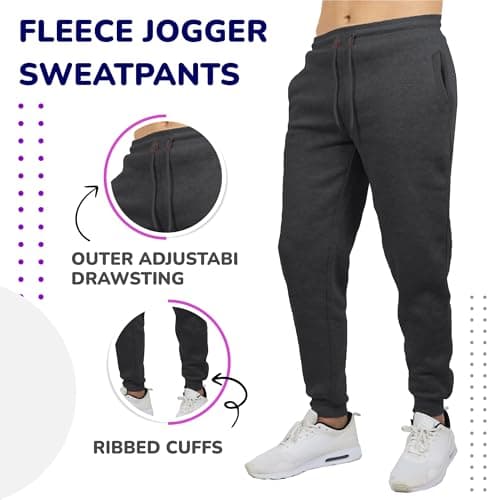 Galaxy by Harvic Sweatpants for Men 3-Pack – Slim Fit Fleece Cargo Joggers Elastic Waist Mens Jogger Sweatpants (S-3XL) - Thumbnail 2