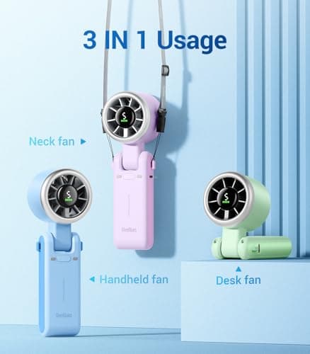 Diveblues Portable Handheld Turbo Fan, 5 Gear Wind, Battery Operated, Up to 12 Working Hours, 3 IN 1 Hand Fan with Air Turbo Tech Cooling Fan for Outdoor Activities, Travel, Working - Thumbnail 3