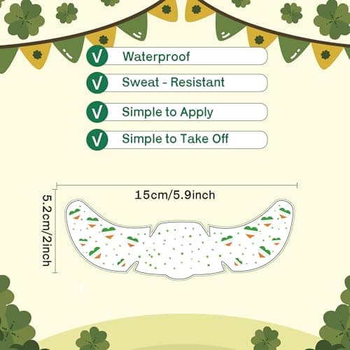St Patricks Day Accessories - 8 Pack Shamrock Temporary Face Tattoos | St Patrick's Day Shirt Outfits for Women | Lucky Clover Face Stickers Makeup Gifts Crafts Games Decorations for Kids - Thumbnail 3