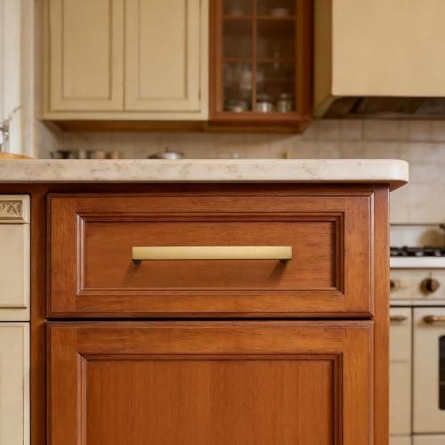 Synkylux 10 Pack Brushed Brass Cabinet Pulls 5-inch(128mm) Hole Center Kitchen Cabient Hardware Gold Cabinet Handles Drawer Pulls,Cabinet Pulls,Cupboards, Dressers and Square Solid Metal Hardware - Thumbnail 5