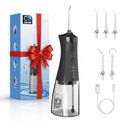 Water Dental Flosser Cordless for Teeth, 350ML Water Dental Flosser Teeth Pick 4 Modes Portable Oral Irrigator with 4 Jet Tips Rechargeable Flossers Oral Irrigator IPX7 Waterproof for Home Travel - Image 1