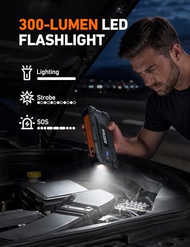 AstroAI S8 Ultra 4000A Car Jump Starter, Jump Box up to All Gas Engines & 12L Diesel, 12V Portable Power Bank with USB/Type-C Ports, 3 Modes LED Flashlight, Auto Battery Booster with Jumper Cable - Thumbnail 5