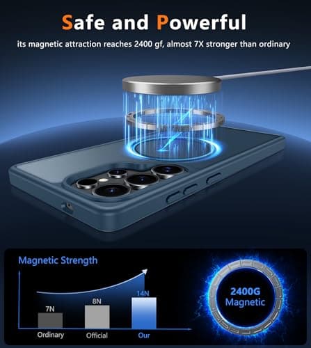 FNTCASE for Samsung Galaxy S25-Ultra Case: Magnetic Translucent Blue Cover - Thumbnail 4