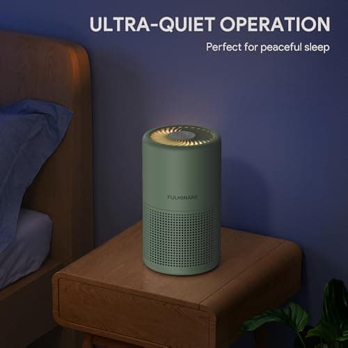 FULMINARE Air Purifiers for Home Bedroom H13 HEPA Air Purifier, 3 Speeds, Timer, 24dB, Small Mini Air Purifier with Night Light, Green - Thumbnail 5