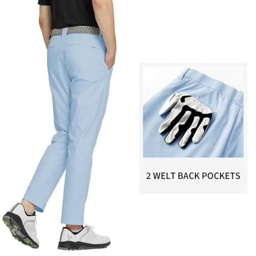 M MAELREG Mens Golf Pants Flat Front Waterproof Lightweight -30"/32"/34" Slim Fit Chino Casual Dress Pants for Men - Thumbnail 3