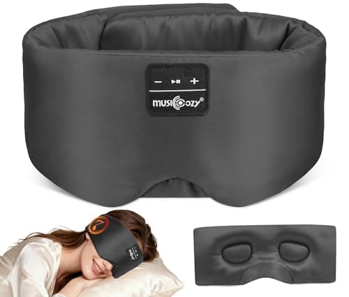 MUSICOZY 3D Silk Bluetooth Sleep Mask Headphones, Mulberry Silk Eye Mask with Ultra-Thin Wireless Speakers, Bluetooth 5.4 Sleeping Headphones for Side Sleepers, Music Sleep Mask Gifts for Men Women - Image 1