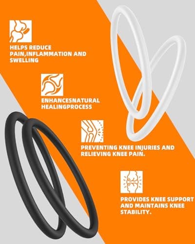 2PCS Patella Band for Knee Pain Relief, Silicone Patellar Tendon Support Strap Brace for Basketball, Running, Jumpers Knee, Tennis, Tendonitis, Soccer and Hiking, Women and Men, Includes Storage Bag (White) - Thumbnail 5