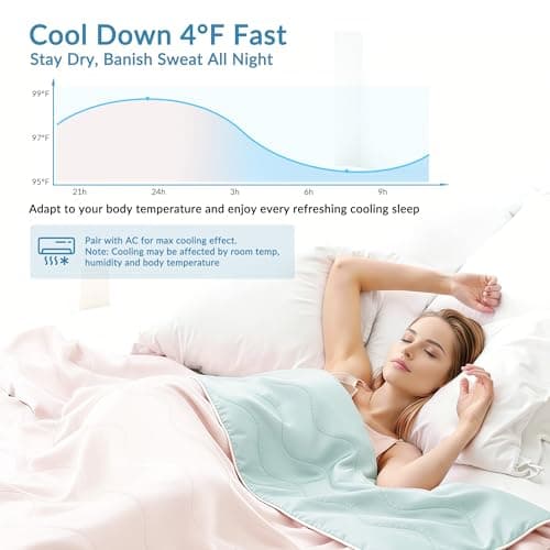 Exclusivo Mezcla Cooling Comforters Queen Size Blush Pink, Lightweight Summer Blanket for Hot Sleepers, Soft Breathable Cool Bedding Duvet for Night Sweats, 90"x90" - Thumbnail 2