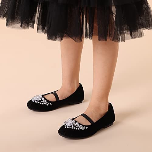 DREAM PAIRS Girls Mary Jane Uniform School Flat Shoes, Black/Suede - 5 Toddler (Aurora-03) - Thumbnail 2