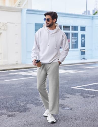 PINSPARK Men's Sweatpants with Pockets Lightweight Sweat Pants for Men Straight Leg Jogger Sweatpants Big Tall Grey Sweatpants Men - Thumbnail 3