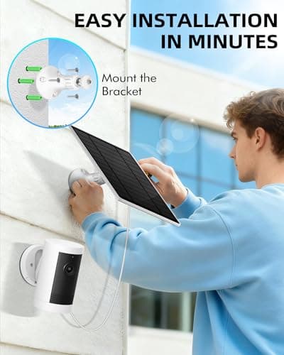 KEPEAK Solar Panel for Ring Camera Outdoor, Small Solar Panel Charger with USB-C to Ring Barrel Plug Adapter, Compatible with Rings Spotlight & Stick Up Cam Battery - Thumbnail 5