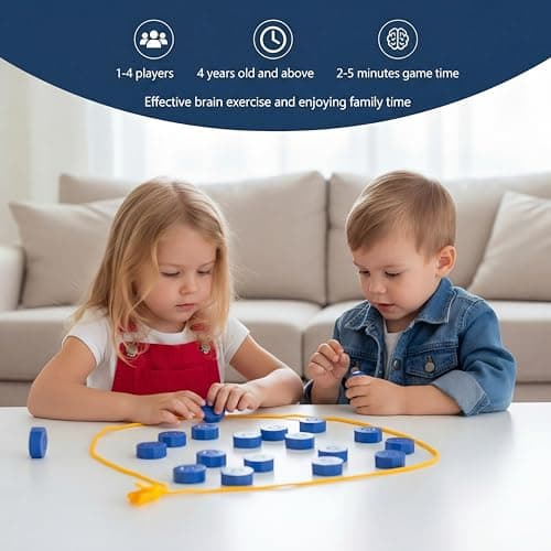 Kiyuycy Magnetic Chess Game Set Strategy Game 20 Large Sturdy Magnetic Pieces,Game with String,for Gatherings,Travel，Camping. 2-4 Players. Strategy Game Blue - Thumbnail 3